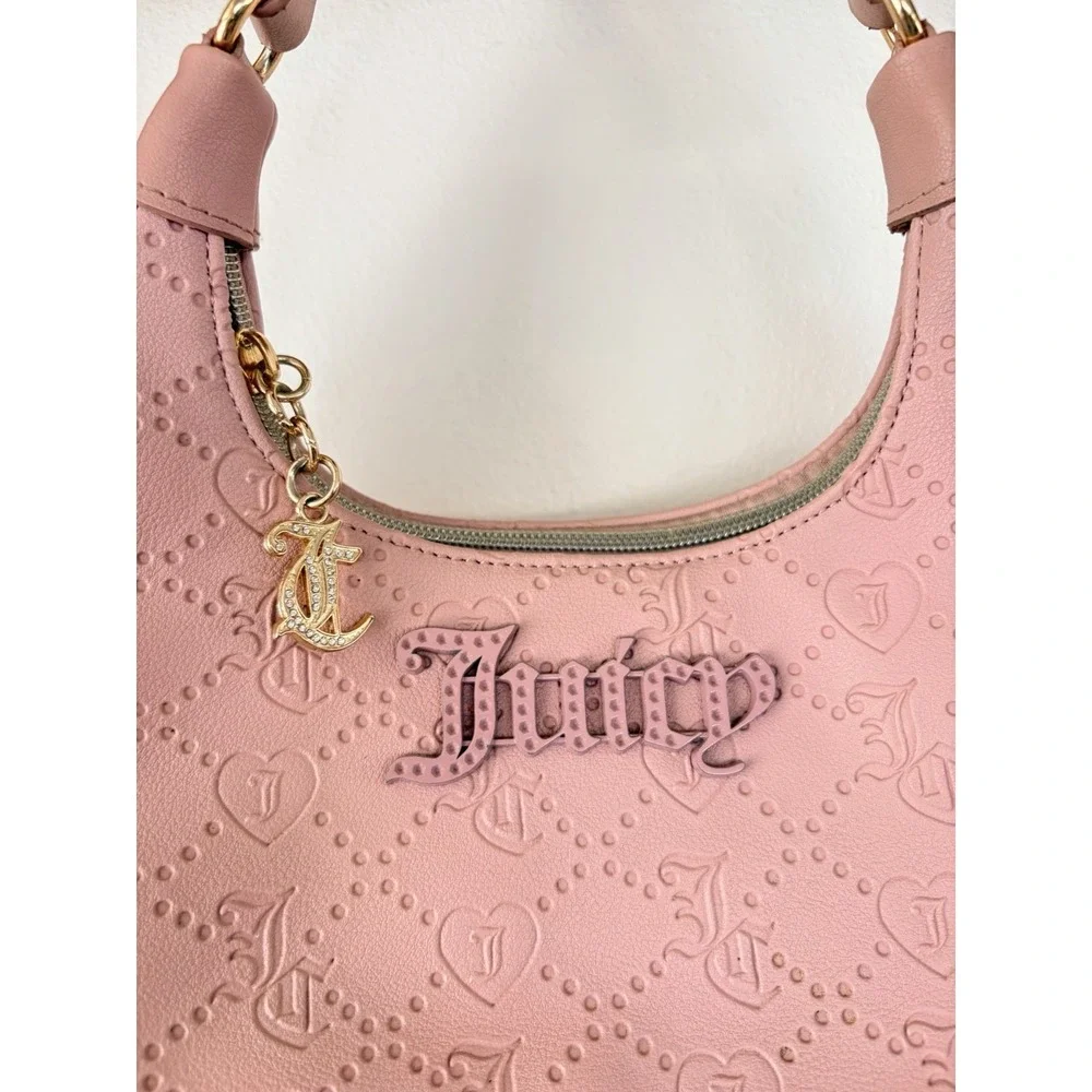 Juicy Couture Small Satchel Purse‎ Bag Pink with Charm Y2K 2000s Vintage